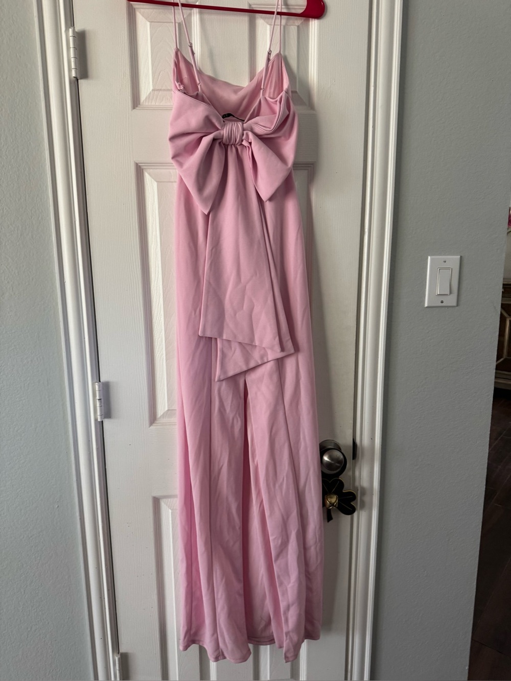 Lucy in the Sky Light Pink Maxi Dress with Bow Front